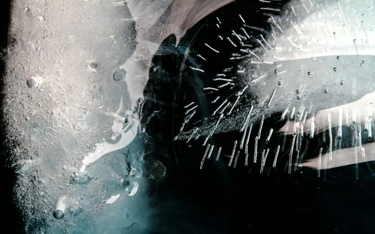a wheel being cleaned