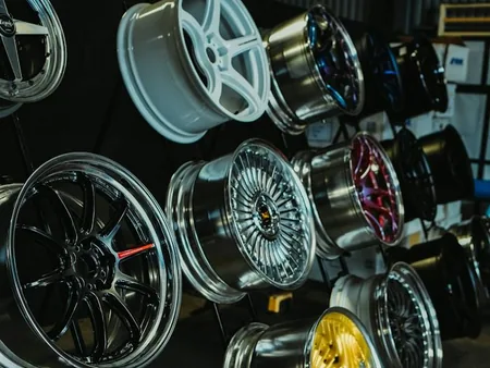 a rack of wheels in the unit
