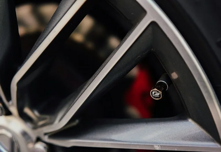a finished wheel on a car
