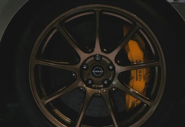 a finished wheel on a car