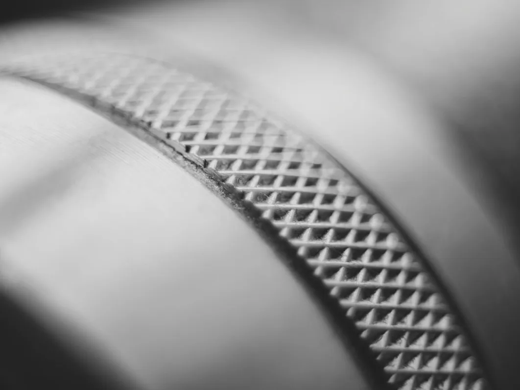 machined alloy, close